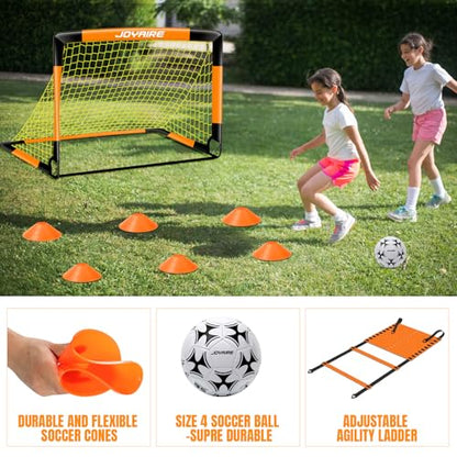 Pro-Grade Kids Backyard Soccer Goal, Tear-Resistant 5-Layer Polyester Soccer Net & 10mm Poles for Maximum Durability, 4x3ft/6x4ft/7x5ft, Pop Up Portable Soccer Training Equipment Set with Size 4 Ball - size: 7 ft x 5ft, style: Orang