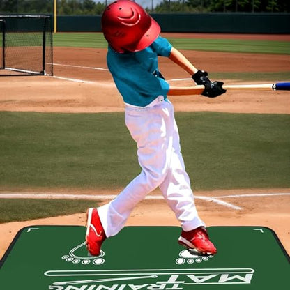 2-in-1 Baseball Batting Mat & Decorative/Entryway Mat, Softball Hitting Mat with Home Plate, Anti-Slip, Batting Stance Guide for Swing Training, Durable Indoor/Outdoor Use (35.4"x23.6")