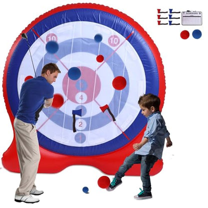 6-Foot Giant Inflatable Dartboard (Includes air Pump), 6 Axe Darts, and 2 Soccer Balls; Large Carnival Games, Backyard Games, Giant Outdoor Games, and Inflatable Games
