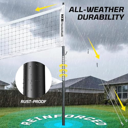 Haokelball Outdoor Volleyball Net Set for Backyard, 32FT Regulation, 3-Level Adjustable Height & Anti-Sag Tension System, Heavy Duty Thick Poles, Includes Volleyball, Pump, Boundary Line and Carry Bag - color: C-White