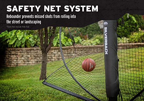 Silverback Basketball Yard Guard Defensive Net System Rebounder with Foldable Net and Arms into Pole, White/Black, Large