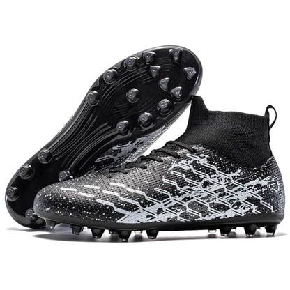 Kids Slip On Soccer Cleats for Boys Girls Youth Training Football Shoes - color: Black/White, size: 1 Little Kid