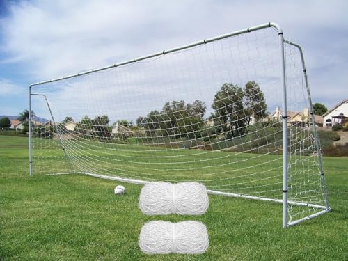 Official Size 24 X 8 X 5 Ft. Steel Soccer Goal. Heavy Duty Frame w/Net. Tournament, Regulation Size Goals. Professional Portable Practice Training Aid. 24 X 8, 24x8 Foot. (2Nets)