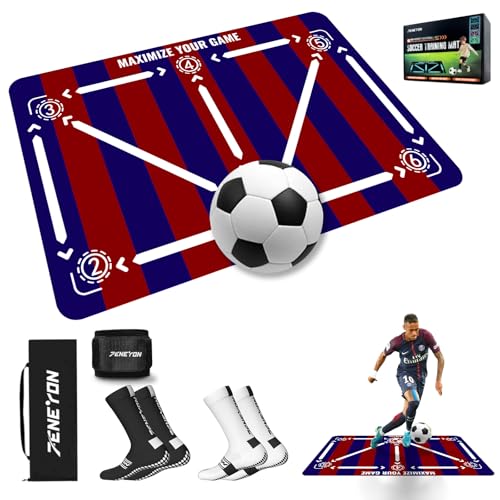 Soccer Training Equipment,Soccer Training Mat Improve Strength,Agility and Coordination,Anti-Slip Silent Absorption Soccer Footwork Training Mat,Soccer Trainer for Indoor/Outdoor Drills - style: Professional Set 47*31 IN - D