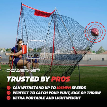 PowerNet Sideline Trainer, 7 x 4 FT Football Kicking Net for Punting Kicking Passing or Snapping, Portable Practice Equipment, Outdoor & Indoor Football Team Training Aid