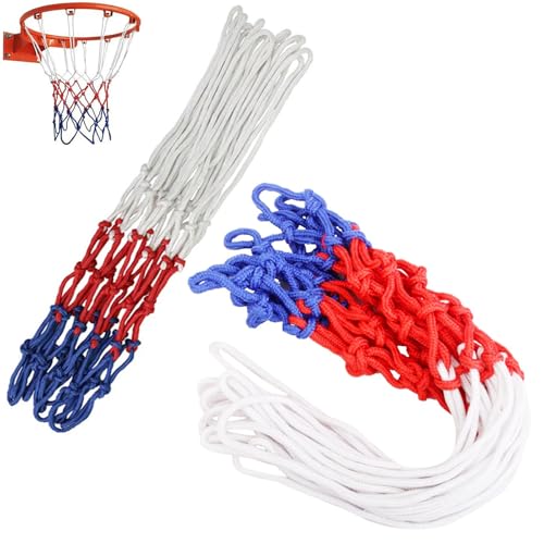 2 Pack Basketball Net Replacement 12 Loops Heavy Duty Anti-Whip All Weather Basketball Rim Nets for 18" Steel Basketball Hoops Rim Backyard Courts Indoor & Outdoor Driveway Recreational Center