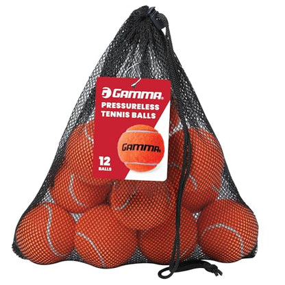 Gamma Pressureless Tennis Balls for Tennis Practice and Lessons, Longer-Term Durability and More Bounce Than Standard Tennis Balls, Orange, Bag of 12
