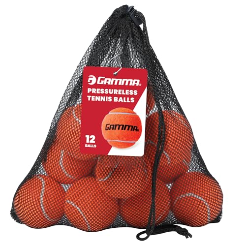 Gamma Pressureless Tennis Balls for Tennis Practice and Lessons, Longer-Term Durability and More Bounce Than Standard Tennis Balls, Orange, Bag of 12