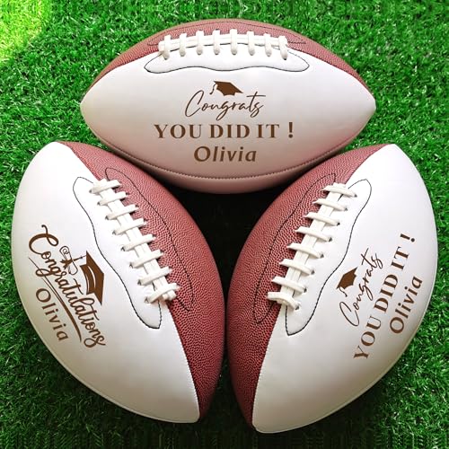 EDSG Custom Football Groomsmen Gifts 2026 Graduation Gifts for Him High School Personalized Footballs Junior Footballs Class of 2026 Full 12-Inch Football Gifts for Coach Dad Fan Birthday - color: Design 11