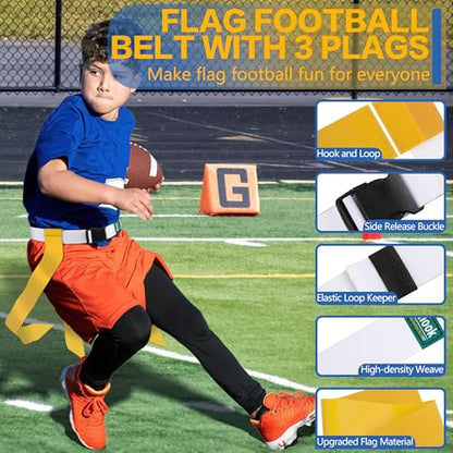 Flag Football Belts, 10/14 Player White Flag Football Sets for Youth, Kids and Adults Team Sports Training Games - color: Yellow and Blue