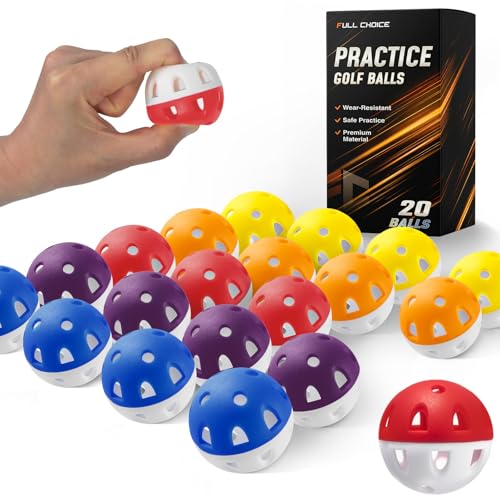 Wear-Resistant Practice Golf Balls (20 Pack), High Visibility for Easy Tracking, Limited-Flight, Golf Balls Design, Indoor & Outdoor - color: 20PACK，5 colors