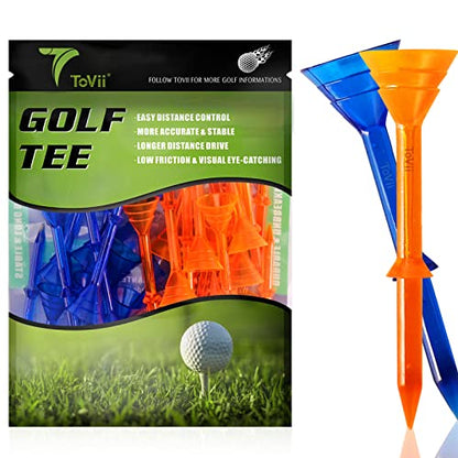 3-1/4" Big Cup Plastic Golf Tees 40 Pack｜Excellent Durability and Stability Tees |Golf Plastic Tees Reduced Friction & Side Spin - color: Blue+Orange(3-1/4")