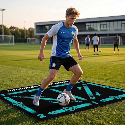 Britimes Soccer Training Mat Football Footstep Training Mat 35 * 24 in - color: Blue-green Soccer