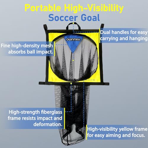 Soccer Target Net and Ball Bag - 2 in 1 Design, Corner Shooting Target Goal, Top Bins Soccer Target Net, Soccer Training Equipment with Carry Bag, Easy to Attach and Detach