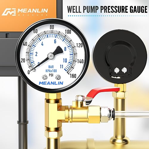0-160Psi 2" DIAL FACE 1/4" NPT Well Pump Pressure Gauge, with 1/2" NPT and 3/8" NPT Hex Bushing, 3-2-3% Accuracy, Lower Mount - size: 0-160Psi, style: 1/4"NPT Lower Mount
