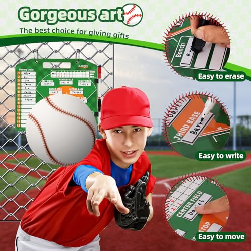 Magnetic Baseball Lineup Board，Baseballs Lineup Cards Baseball Lineup Board for Dugout Baseballs Clipboard for Coaches Softball Coach Must Haves Marker Boards Baseball Coaching Accessories（Green）
