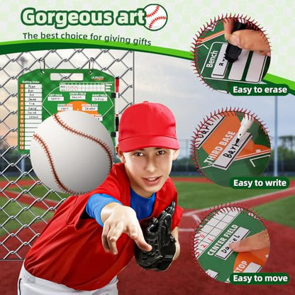 Magnetic Baseball Lineup Board，Baseballs Lineup Cards Baseball Lineup Board for Dugout Baseballs Clipboard for Coaches Softball Coach Must Haves Marker Boards Baseball Coaching Accessories（Green）