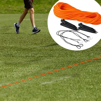 Woanger 30 x 60 ft Volleyball Boundary Rope Set Beach Volleyball Lines with 4 Square for Sports Beach Ball Grass Setup