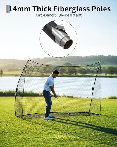 Golf Net 10x7FT, Portable Golf Practice Hitting Net for Backyard, Training Equipment with Carry Bag for Swing Chipping Training, Ideal for Outdoor Indoor, Black