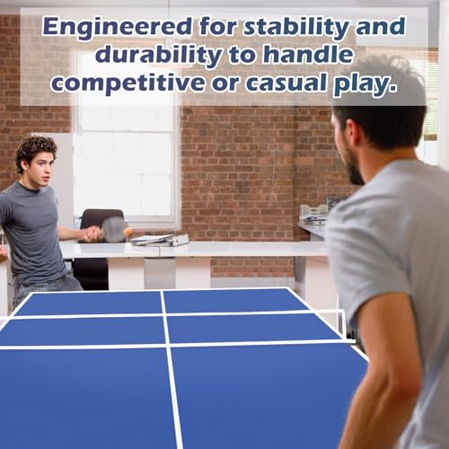 Ping Pong Table Top, 8FT Foldable Table Tennis Table Topper for Pool Table, Indoor Outdoor Table Tennis Conversion Top for Billiard Table w/Net & Foam Padding, Easy Conversion (8ft-Blue)