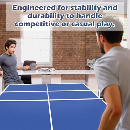 Ping Pong Table Top, 8FT Foldable Table Tennis Table Topper for Pool Table, Indoor Outdoor Table Tennis Conversion Top for Billiard Table w/Net & Foam Padding, Easy Conversion (8ft-Blue)
