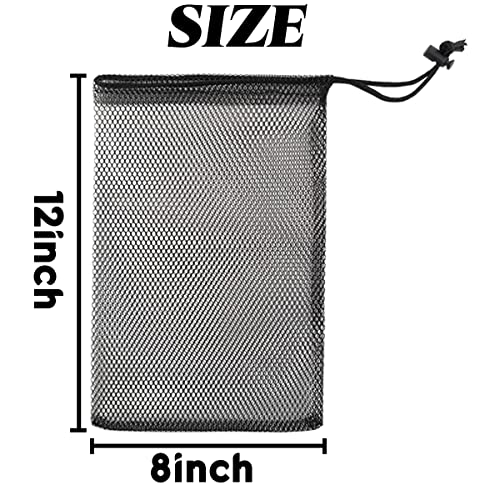 GXXMEI 10PCS 8X12inch Nylon Mesh Drawstring Bags with Cord Lock Closure Delicates Laundry Bag For Washing Machine Small Gym Bag for Basketball, Volleyball, Football, Golf Stuff Balls