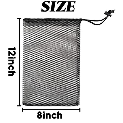 GXXMEI 10PCS 8X12inch Nylon Mesh Drawstring Bags with Cord Lock Closure Delicates Laundry Bag For Washing Machine Small Gym Bag for Basketball, Volleyball, Football, Golf Stuff Balls