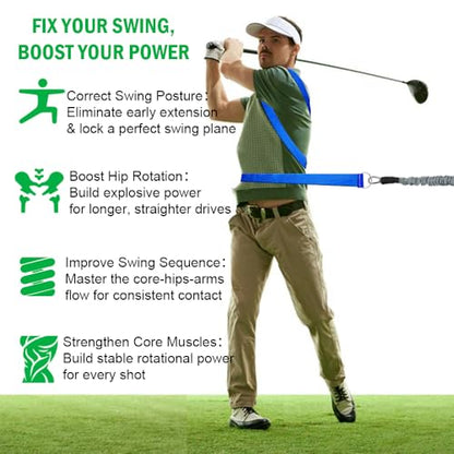 Golf Rope Swing Trainer, Golf Swing Trainer for Core Strength, Fix Early Extension & Improve Swing Consistency, Multifunctional Golf Training Aid, Portable Golf Accessories for Beginners & Amateurs