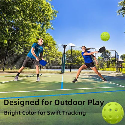 6 Pack Pickleball Balls for Outdoor & Indoor, 40-Holes Practice & Game Pickle Balls with Mesh Bag, High Visibility - color: Green - 6 Pack