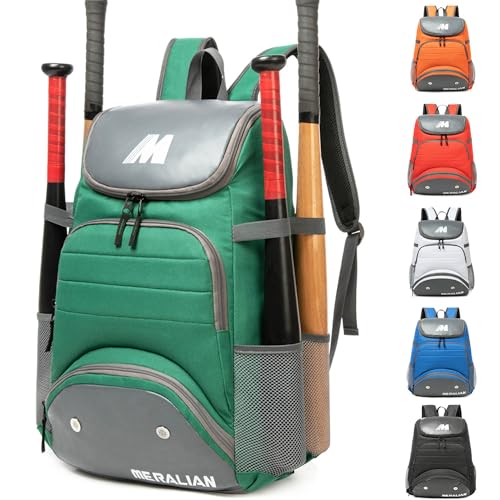 Baseball Bag - Lightweight Softball & T-Ball Backpack with Shoe Compartment for Equipment & Gear - color: GREED