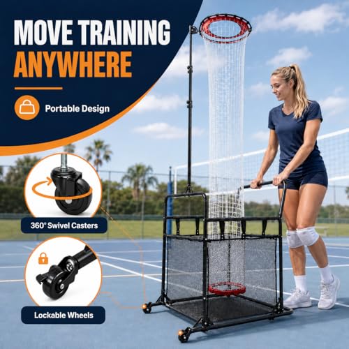 Volleyball Setting Net, Setter Volleyball Training Net Adjustable Height, 45°-180° Adjustable Angle, Stable Base for Indoor Outdoor Practice Equipment - size: 6.9–10.8 FT