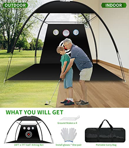 Golf Net, 9x7FT Home Golf Hitting Net for Backyard Driving Chipping Swing Indoor Training Chipping Aid Nets, Gifts for Men Him Dad Golfers