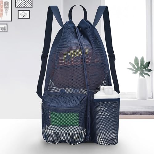 Large Drawstring Backpack for Men Women Athletic Gym Sports Workout Beach Swimming Commuting Travel - color: Navy, style: L: 21"x12.5"x5.5"