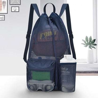 Large Drawstring Backpack for Men Women Athletic Gym Sports Workout Beach Swimming Commuting Travel - color: Navy, style: L: 21"x12.5"x5.5"