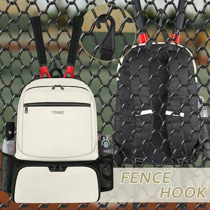Ytonet Tennis Bag Tennis Backpack for Women Men 2 Rackets with Insulated Pocket Ventilated Shoe Compartment - color: Beige