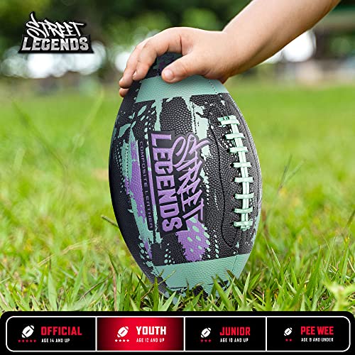 Street Legends Youth Football, Graffiti Printed Composite Leather Size 8 Football- Includes Pump, Made for Training, Practicing, & Recreational Play - color: Hunter Green