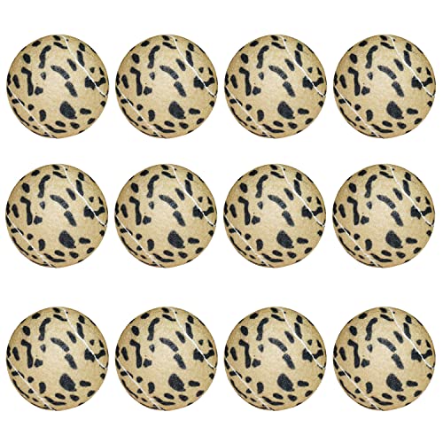 URBEST Tennis Ball 12 Packs Training Tennis Balls Practice Balls for Novice Player, Pet Dog Playing Balls with Mesh Carry Bag - color: Leopard print