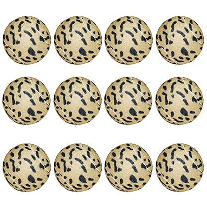 URBEST Tennis Ball 12 Packs Training Tennis Balls Practice Balls for Novice Player, Pet Dog Playing Balls with Mesh Carry Bag - color: Leopard print