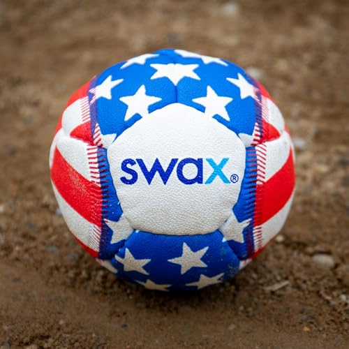Swax Training Baseball Stars/Stripes (2‑Pack) – Soft‑Impact, Limited‑Flight, Regulation Size & Weight, Faux Leather Training Balls for Kids (3")