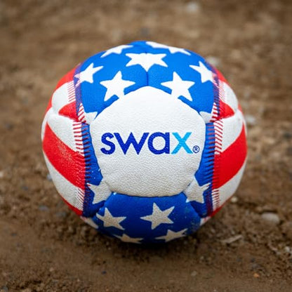 Swax Training Baseball Stars/Stripes (2‑Pack) – Soft‑Impact, Limited‑Flight, Regulation Size & Weight, Faux Leather Training Balls for Kids (3")