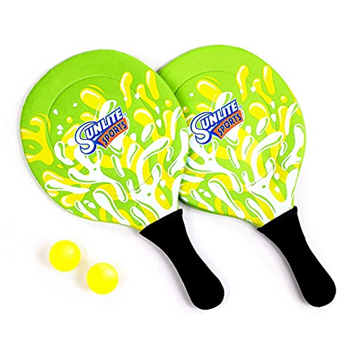 Sunlite Sports Beach Paddle Game Set, 2 Paddles and 2 Balls, Perfect for Backyard Fun or Outdoor or Beach or Lawn, Green - color: Green