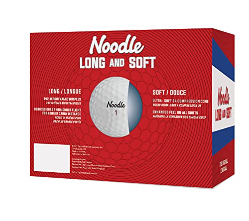 TaylorMade Noodle Long & Soft Golf Balls, Ultra-Soft 34 Compression Core, Great Feel and Increased Spin, Patented Dimple Design for Straighter Flight