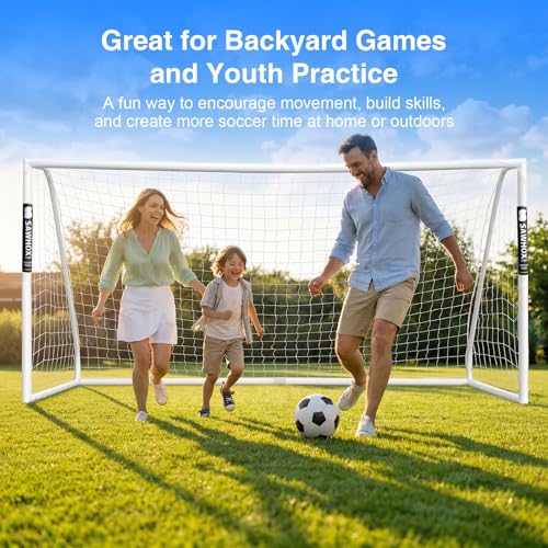 12x6 Soccer Goal for Backyard, Portable PVC Soccer Goal with 2 Target Nets, 10 Cones & Carry Bag, 68mm Frame, Easy Setup for Kids, Youth Training & Family Play