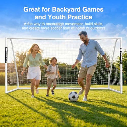 12x6 Soccer Goal for Backyard, Portable PVC Soccer Goal with 2 Target Nets, 10 Cones & Carry Bag, 68mm Frame, Easy Setup for Kids, Youth Training & Family Play