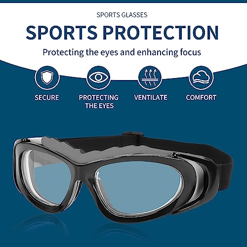 SooGree Sport Glasses for Men Women Basketball Football Sport Goggles Anti Fog Shock Collision Wearable Glasses - color: Black Frame Black Nose Pad