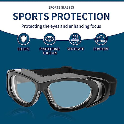 SooGree Sport Glasses for Men Women Basketball Football Sport Goggles Anti Fog Shock Collision Wearable Glasses - color: Black Frame Black Nose Pad