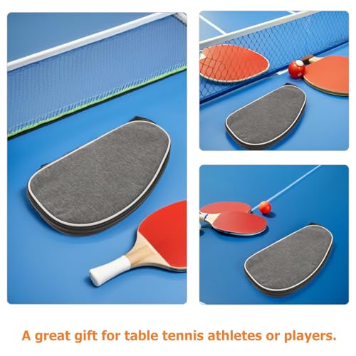 Levemolo 2pcs Table Tennis Paddle Case Set with Ball Holder, Portable Gray Shell Storage Bag for Ping Pong Racket Protection and Sports Organizer