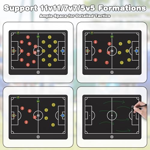 Soccer Coaching Board, 16" LCD Magnetic Screen with 25 Magnets - Electronic Tactics Board for Training, 0.3s One-Touch Erase & Lock, IPX4 Waterproof Portable Design, Includes Stylus Pen