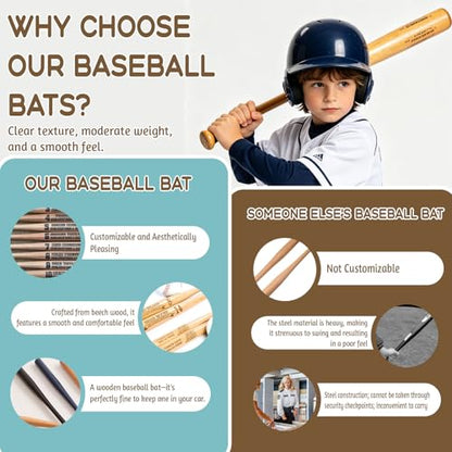 Personalized Mini Baseball Bat 18", Custom Engraved Name, Number & Logo, Small Wooden Bat Gift for Little League, Teams, Players, Fathers