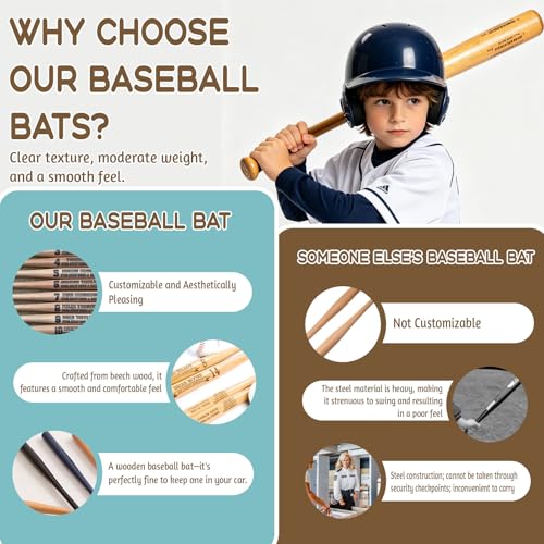 Personalized Mini Baseball Bat 18", Custom Engraved Name, Number & Logo, Small Wooden Bat Gift for Little League, Teams, Players, Fathers - color: mini baseball bat